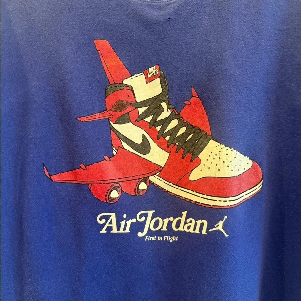 Nike Air Jordan retro 10G First Flight Chicago J’s blue Sz XL shirt 100% cotton.